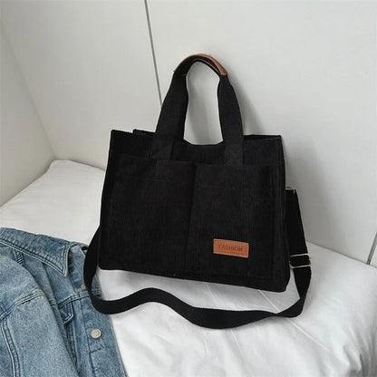 Corduroy Tote Bag Large Capcity