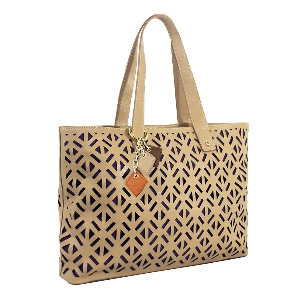 Luminous Leather Tote  -Tan