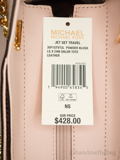 Michael Kors Jet Set Large Powder Blush X Cross Chain Shoulder Tote Handbag
