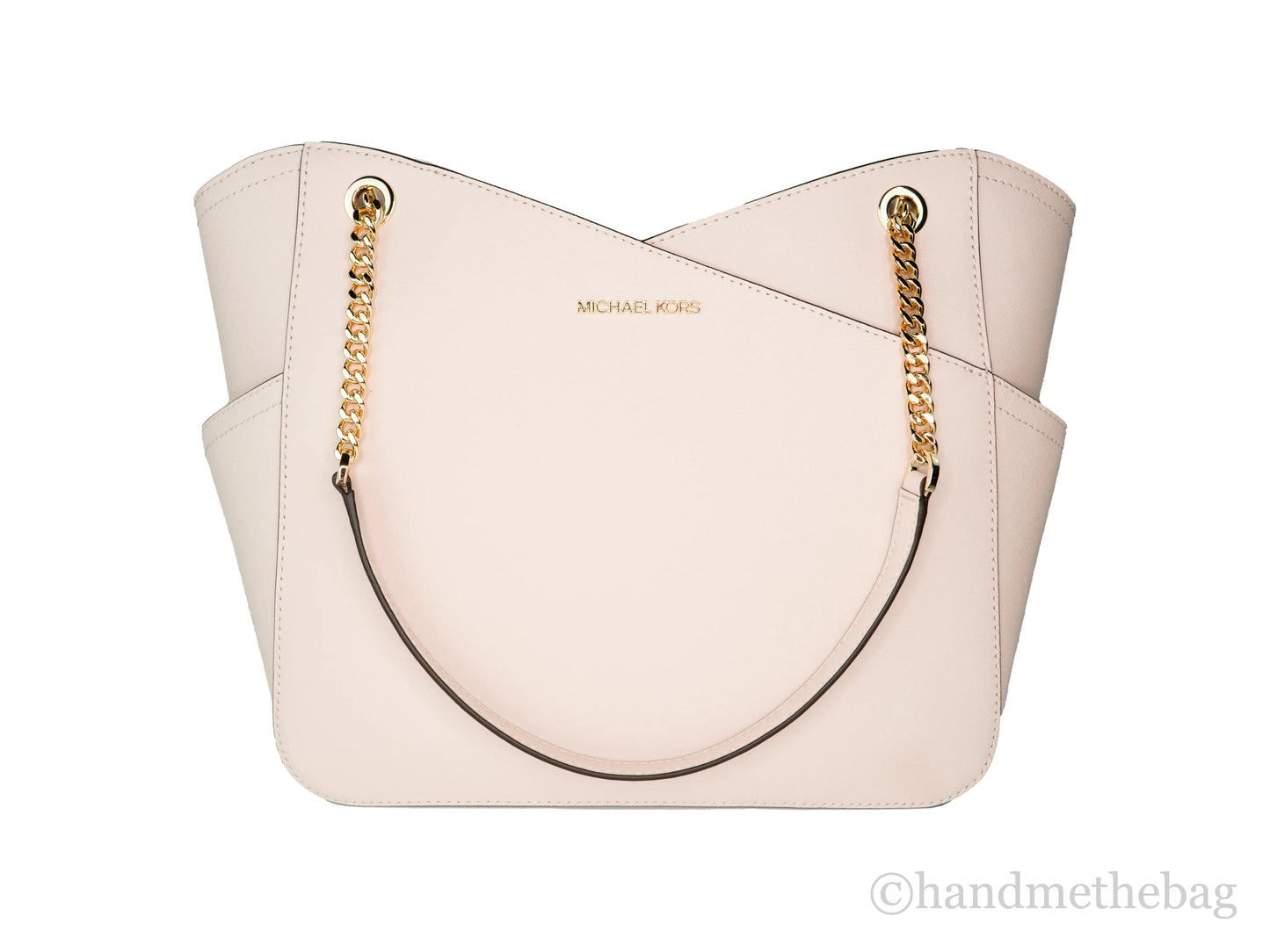 Michael Kors Jet Set Large Powder Blush X Cross Chain Shoulder Tote Handbag
