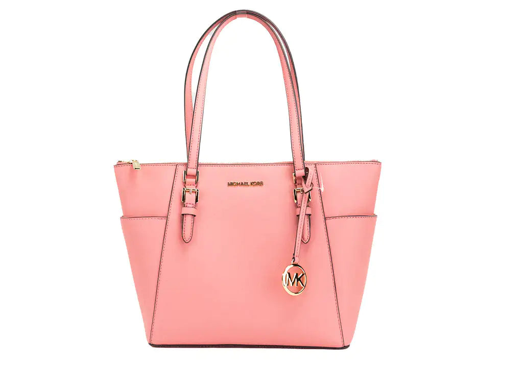 Michael Kors Charlotte Leather Tea Rose Shoulder Tote