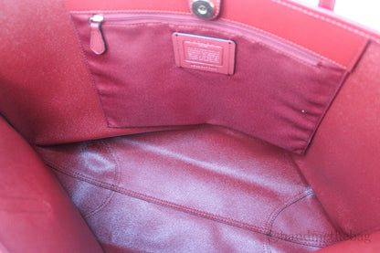 Coach (5696) Brown Red Signature Coated Canvas City Tote Shoulder Bag Handbag