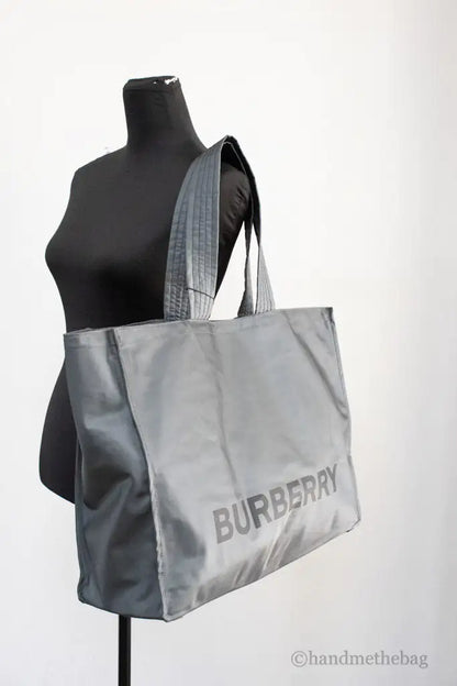 Burberry Trench Charcoal Grey Extra Large Nylon Branded Tote