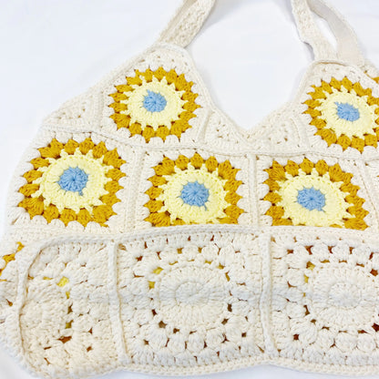 Vintage Hand Knitted Crochet Tote