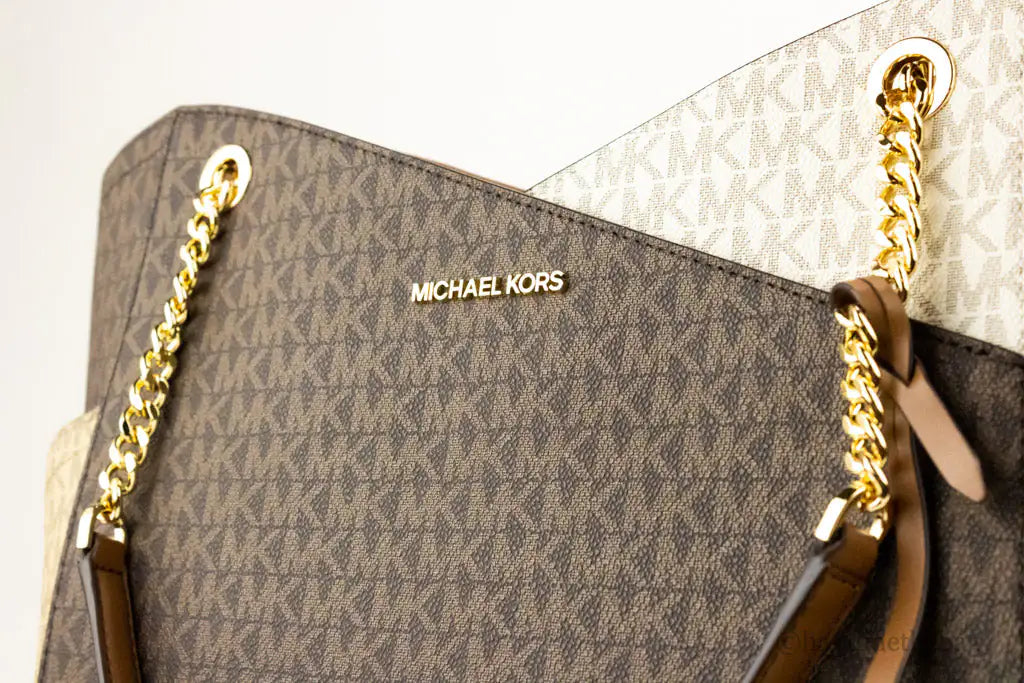 Michael Kors Jet Set Luggage Multi Signature X Cross Chain Shoulder Tote Handbag