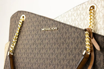 Michael Kors Jet Set Luggage Multi Signature X Cross Chain Shoulder Tote Handbag