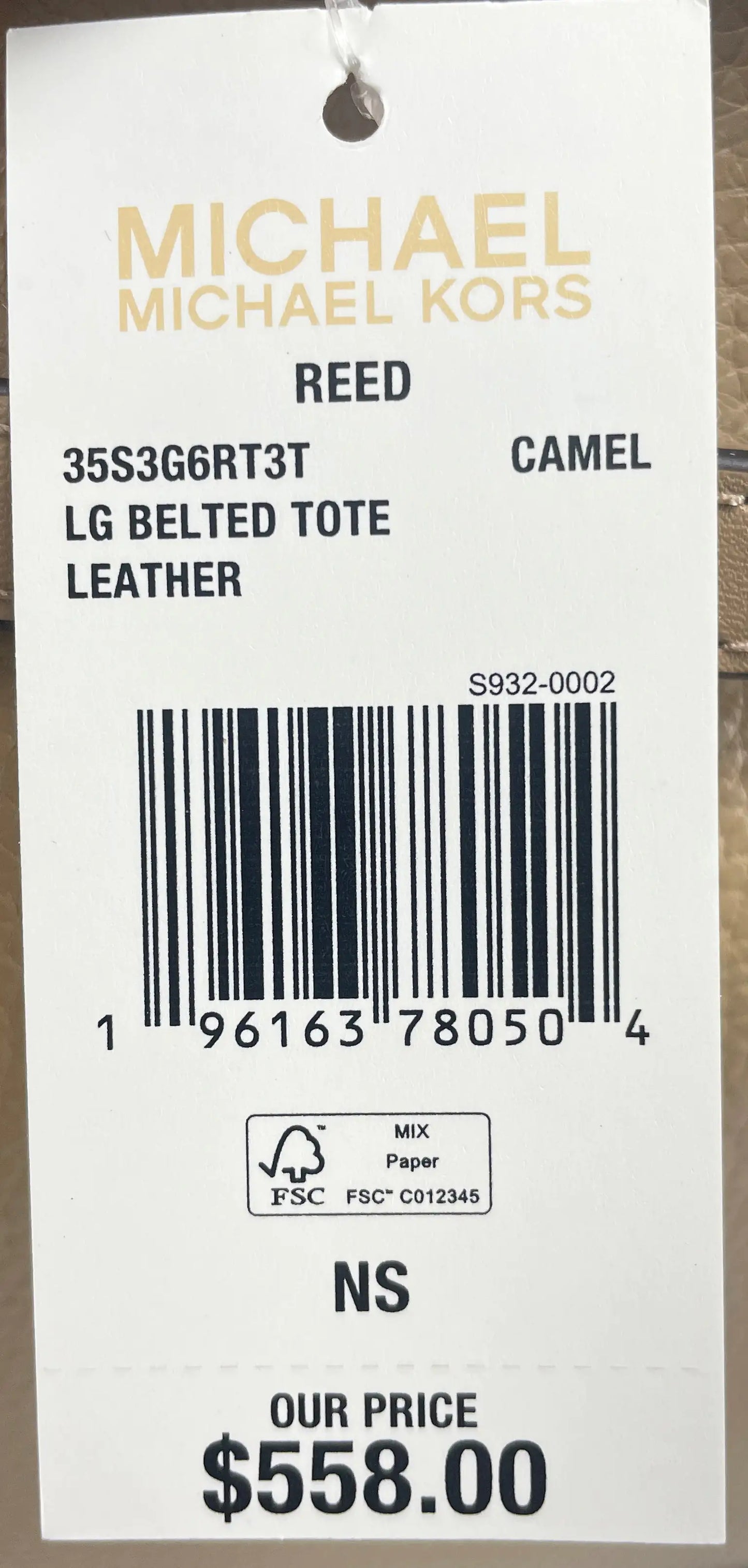 Michael Kors Reed Large Camel Leather Tote