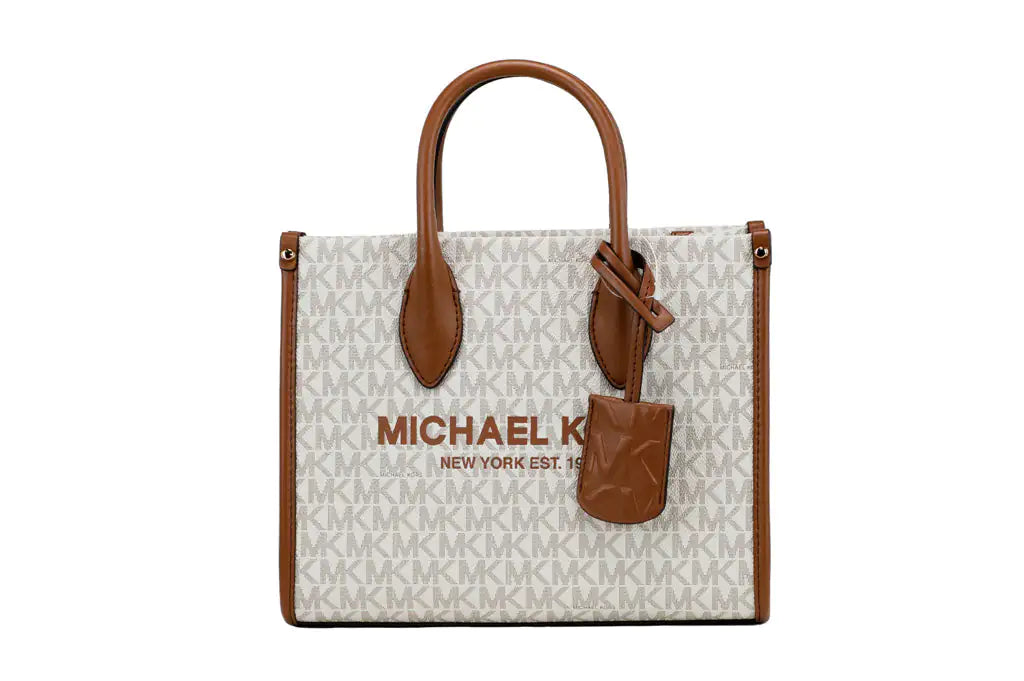 Michael Kors Mirella Small Vanilla PVC Top Zip Shopper Tote Crossbody Handbag