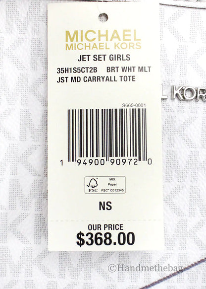 Michael Kors Jet Set Girls Medium White PVC Tote