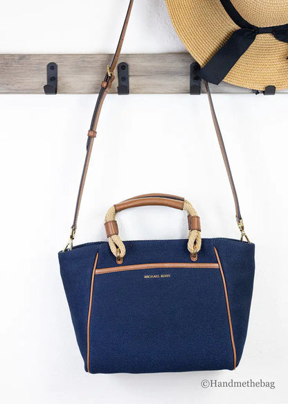 Michael Kors Talia Small Navy Canvas Grab Bag Tote