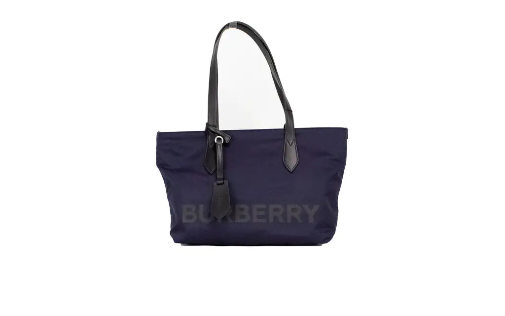 Burberry Small Navy Blue Branded Econyl Nylon Tote Bag