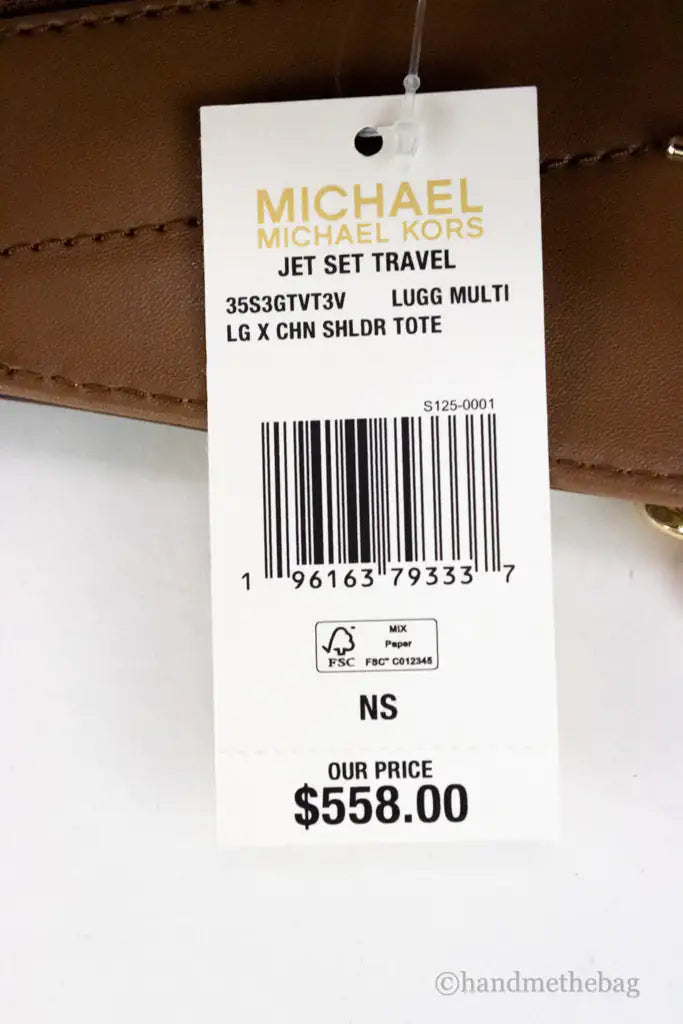 Michael Kors Jet Set Luggage Multi Signature X Cross Chain Shoulder Tote Handbag