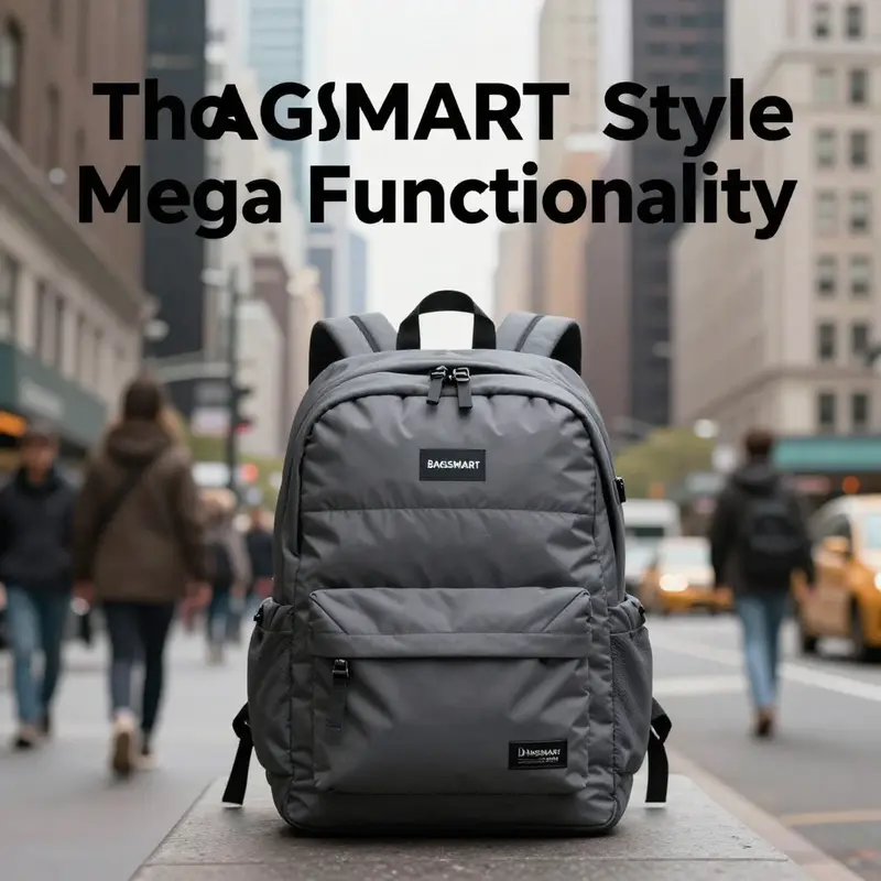 The BAGSMART Vega Puffy Backpack amidst an urban landscape, symbolizing its ideal use for city commuting.