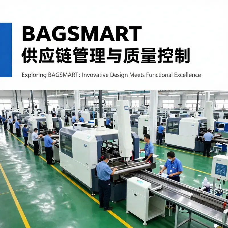 BAGSMART’s distinctive logo and a collection of their innovative bags reflecting its genderless design philosophy.