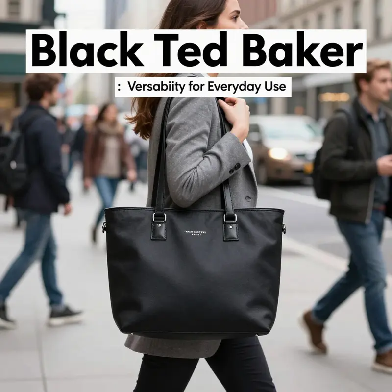 Elegant design and premium materials define the black Ted Baker tote.