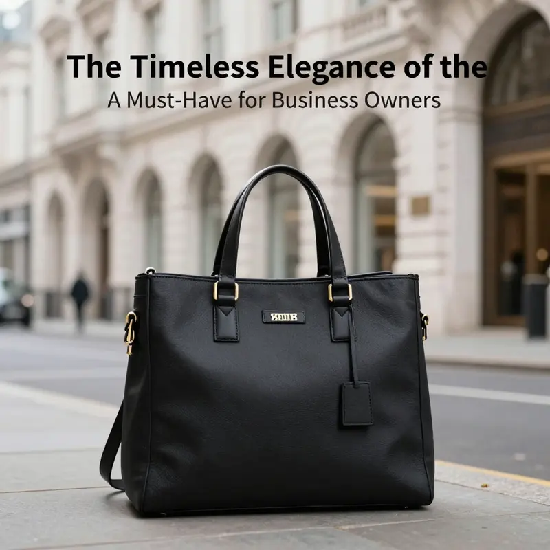 Stylish Burberry Black Tote Bag displayed against a city backdrop, symbolizing elegance.