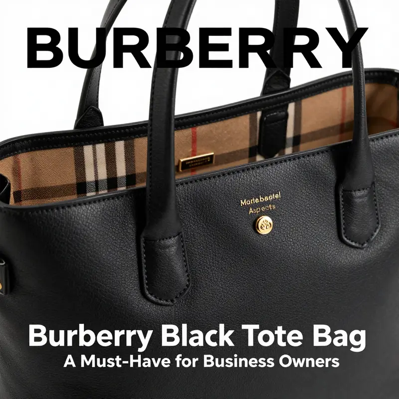 Close-up view of the Burberry Black Tote Bag highlighting its exceptional craftsmanship and stylish design.