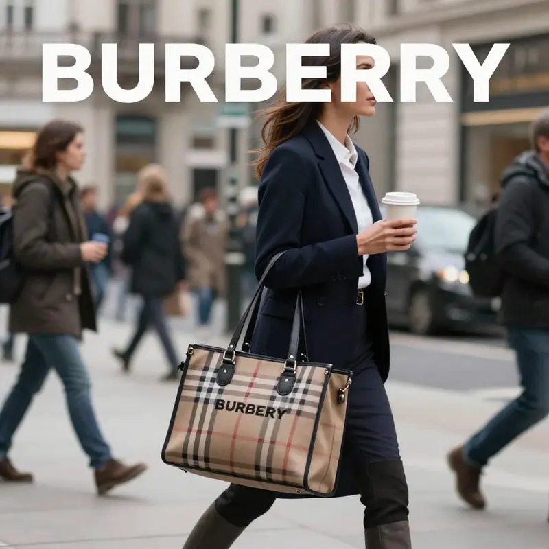 The Burberry Large Tote Bag beautifully blends classic elegance with contemporary design.