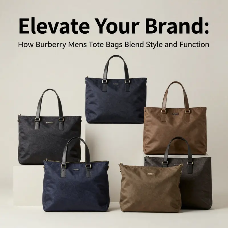 Burberry mens tote bag featuring iconic design elements suitable for professional settings.