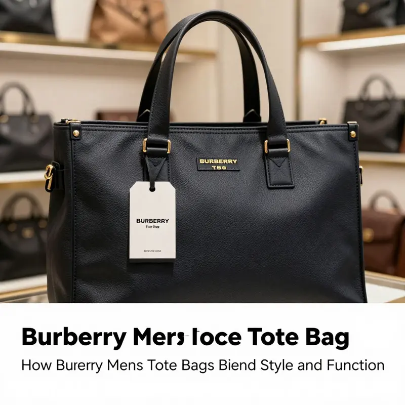 Burberry mens tote bag featuring iconic design elements suitable for professional settings.