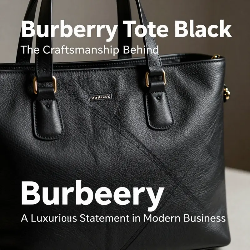 Close-up of the exquisite craftsmanship of Burberry’s black tote, showcasing premium materials and intricate design.