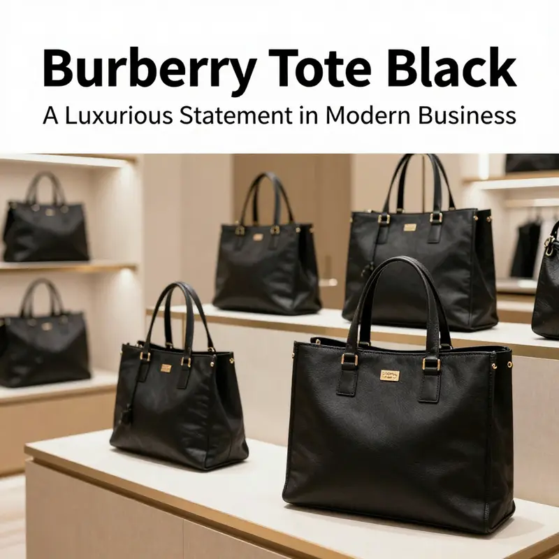 Close-up of the exquisite craftsmanship of Burberry’s black tote, showcasing premium materials and intricate design.