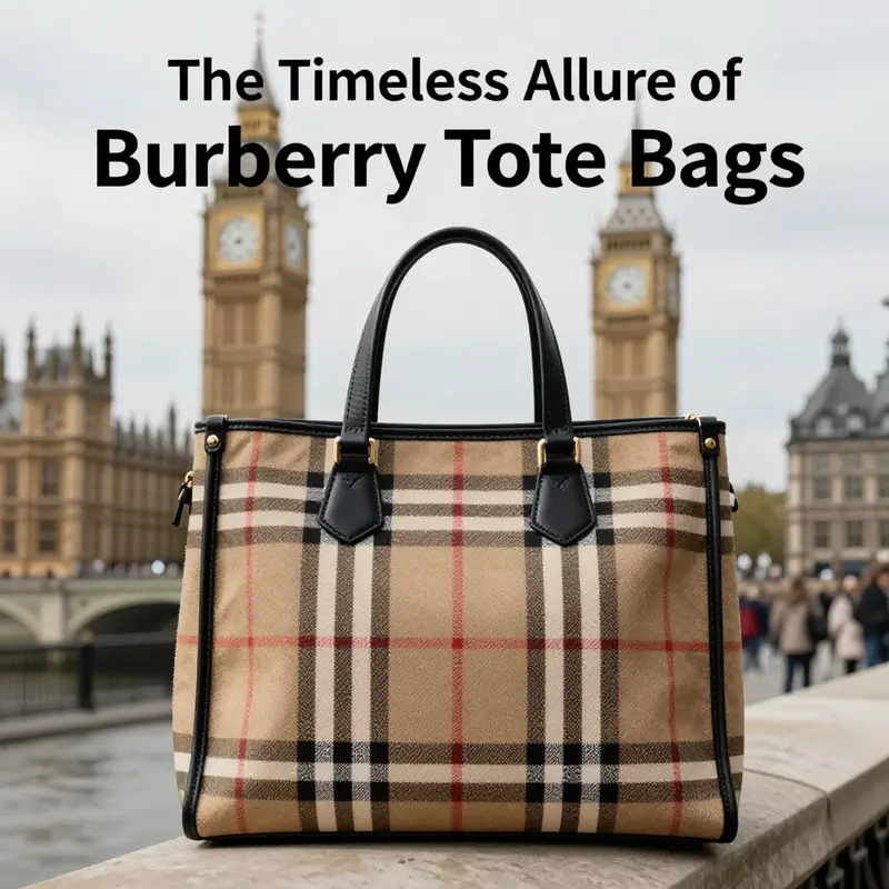 A visual timeline depicting the evolution of Burberry tote bag designs from classic patterns to contemporary styles.