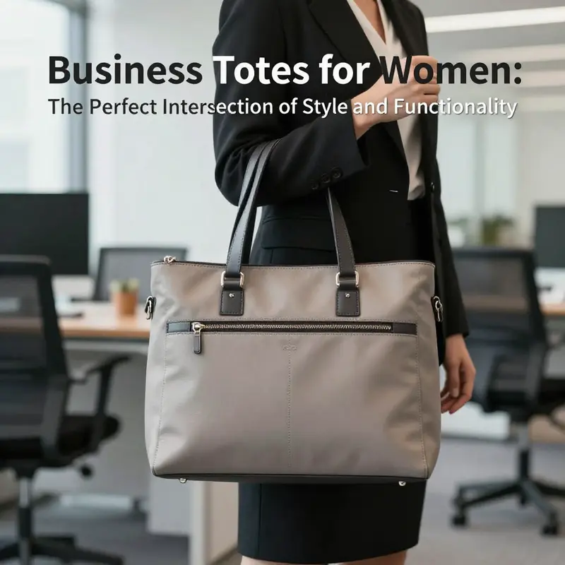 A businesswoman with a functional tote that highlights organization and style in a professional setting.