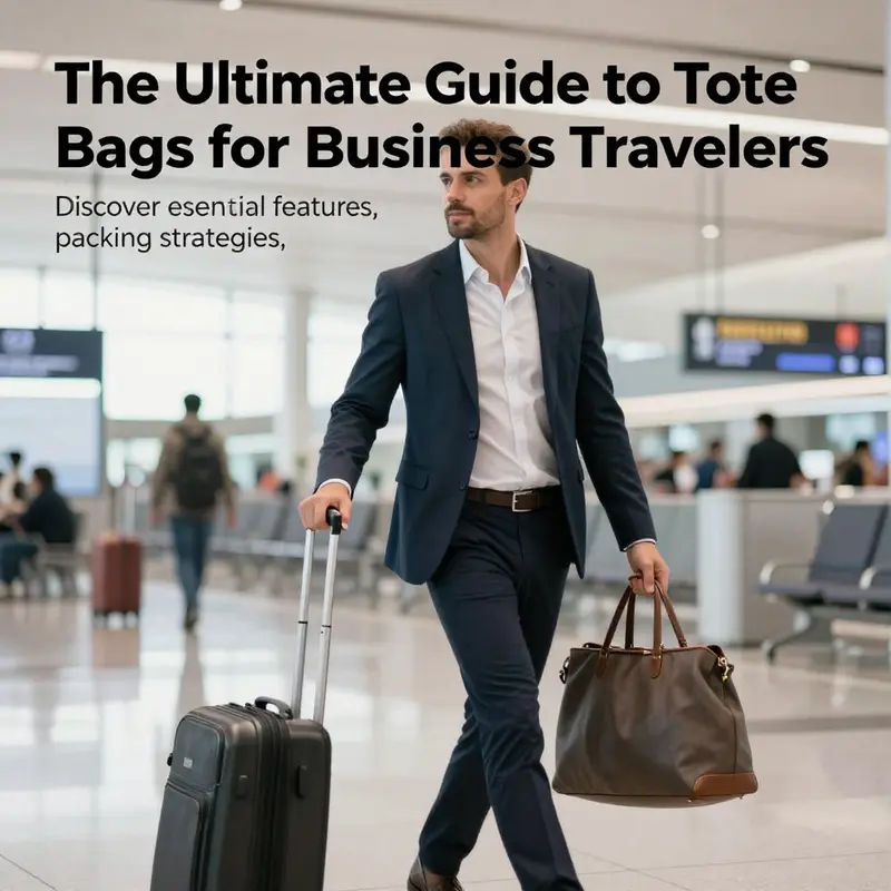 A professionally dressed individual navigating an airport, carrying a stylish tote bag that signifies readiness for travel.