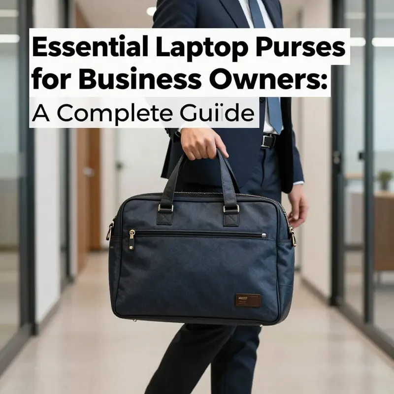 A business professional carrying a laptop purse in a corporate environment, illustrating the significance of style and practicality in accessories.