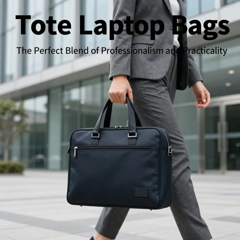 A businesswoman exemplifies the professional image with her stylish tote laptop bag.