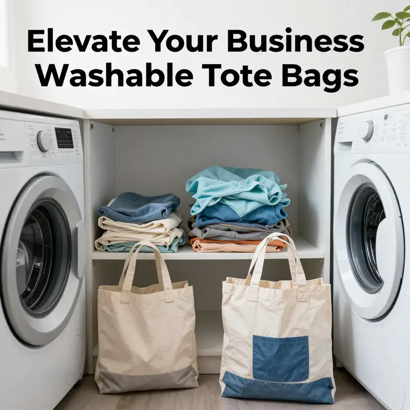 Showcasing the durability and convenience of various washable tote bags in a retail setting.