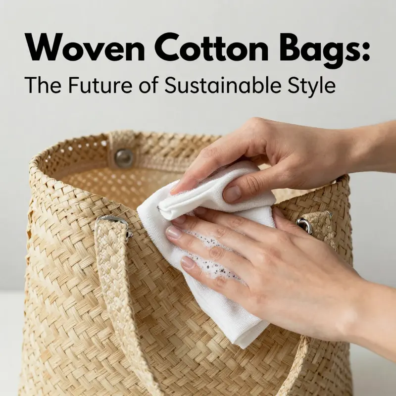 Showcasing the versatility of woven cotton bags for shopping and daily use.