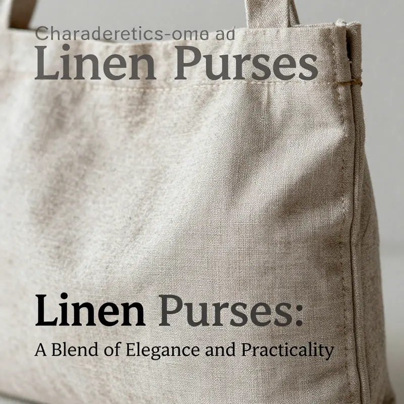 Linen purse highlighting its unique texture and stitching, emphasizing care requirements.