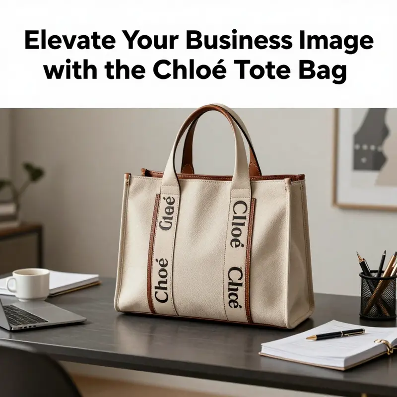 Chloé Tote Bag exhibited on a stylish desk in a professional environment.