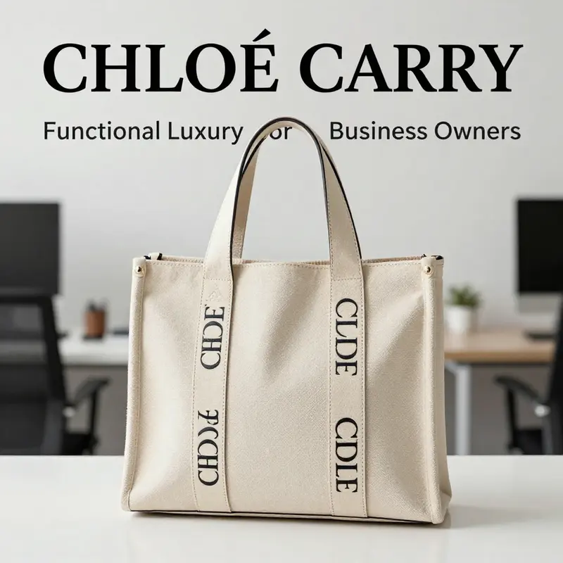 The CHLOÉ CARRY canvas tote reflects sophistication and adaptability for business environments.