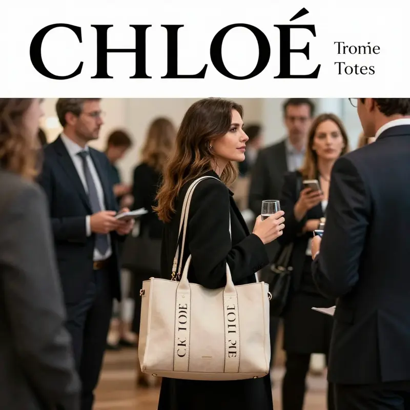 The CHLOÉ CARRY canvas tote reflects sophistication and adaptability for business environments.