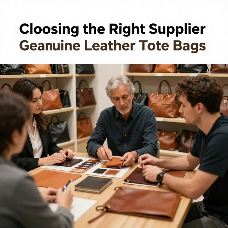 A diverse collection of genuine leather tote bags demonstrating the variety in styles and textures available.