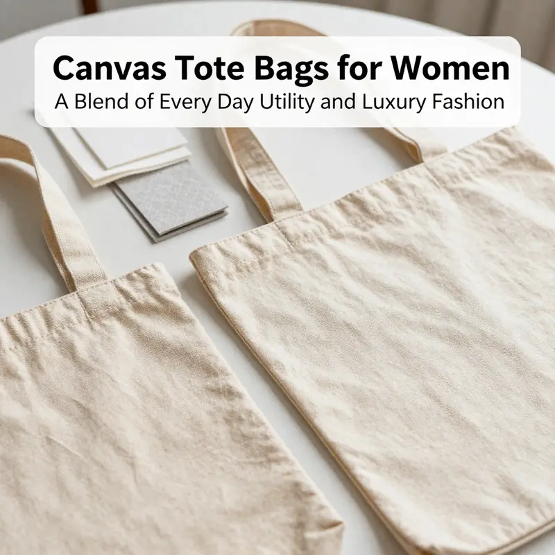 A woman effortlessly combines style and utility with a canvas tote bag during her daily commute.