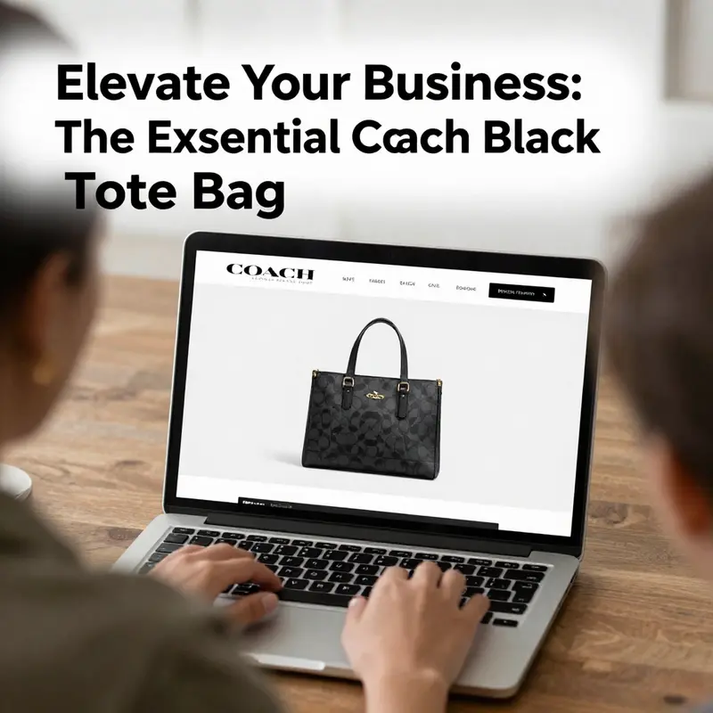 The timeless design of the Coach Black Tote, perfect for any professional setting.