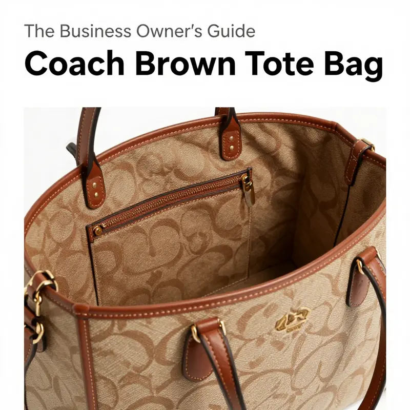 Showcasing the elegant details of the Coach Brown Tote Bag including its durable material and practical design.