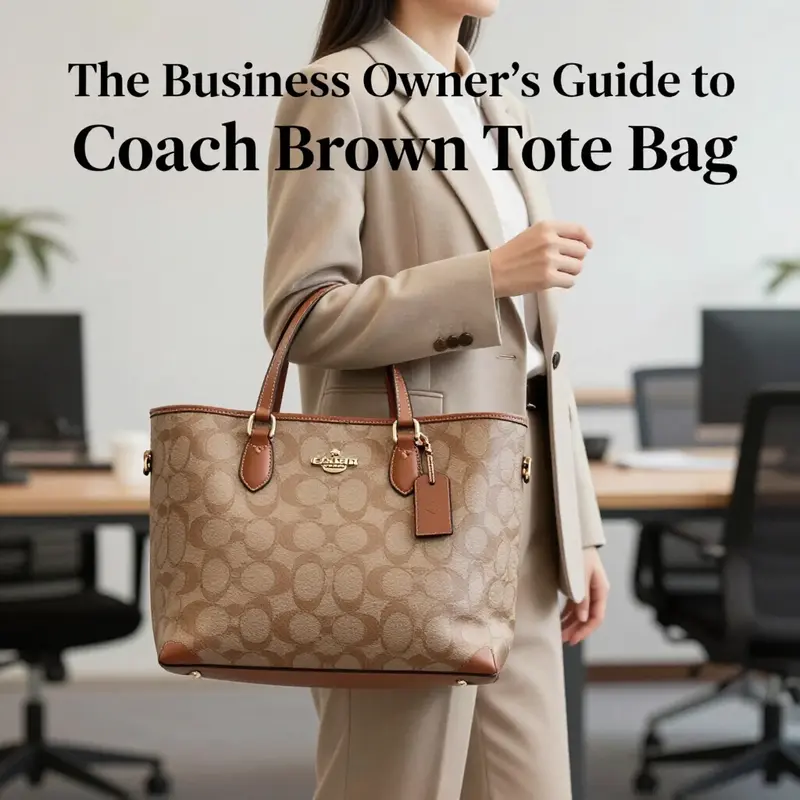 Showcasing the elegant details of the Coach Brown Tote Bag including its durable material and practical design.