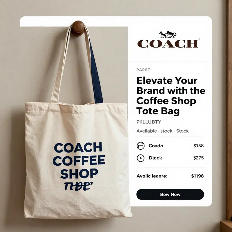 A close-up look at the Coach Coffee Shop Tote Bag highlighting its premium design and functional features.