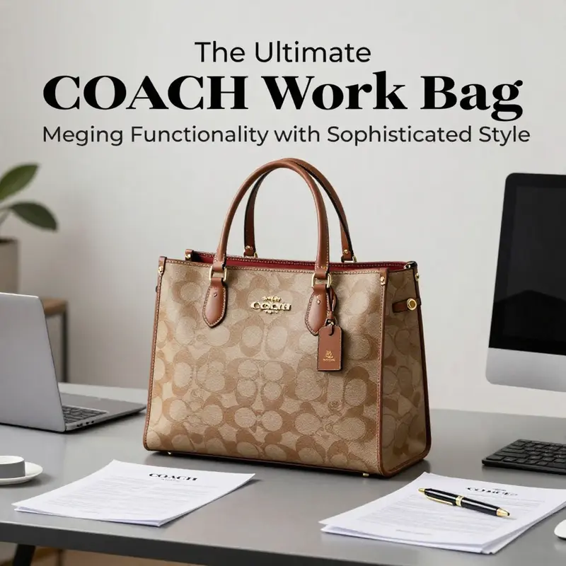 The COACH Large City Tote Bag in a professional environment, highlighting its versatility.