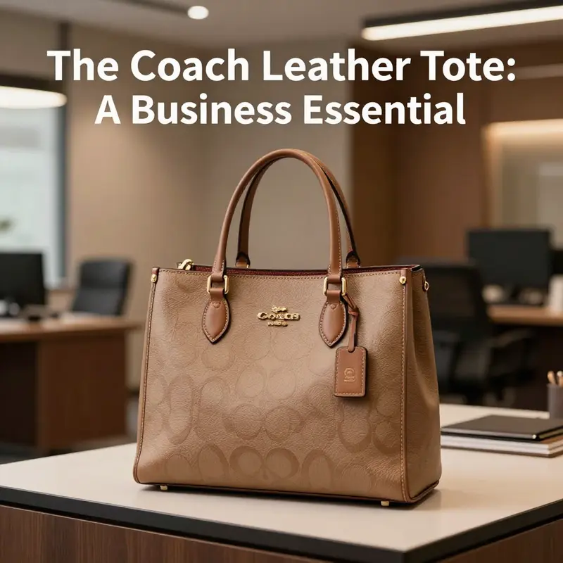 Stylish Coach leather tote displayed in a professional office setting.