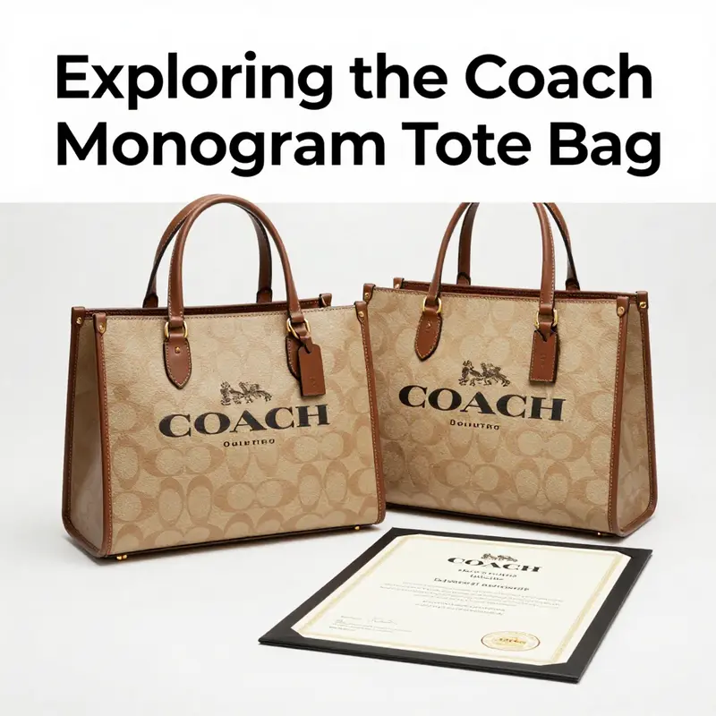 The elegant design of the Coach Monogram Tote Bag showcases its sleek lines and premium materials.
