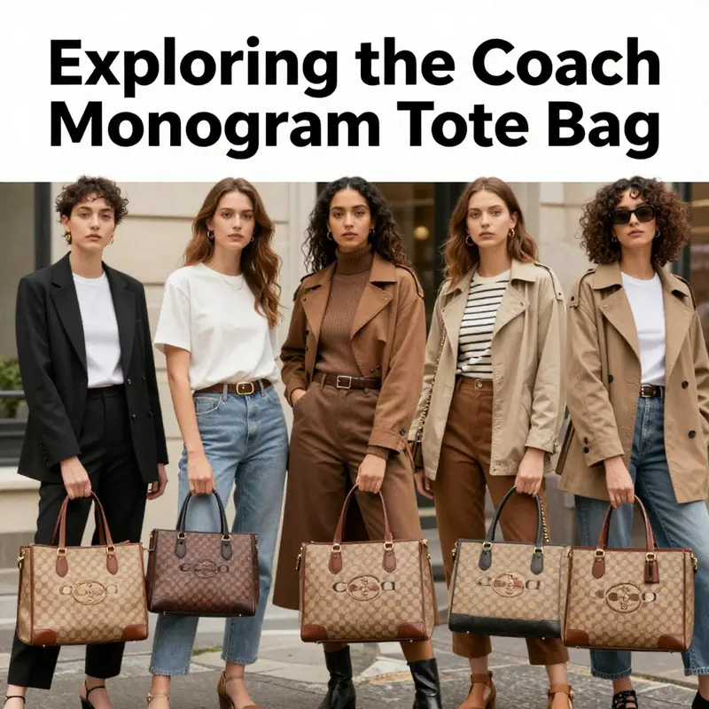 The elegant design of the Coach Monogram Tote Bag showcases its sleek lines and premium materials.