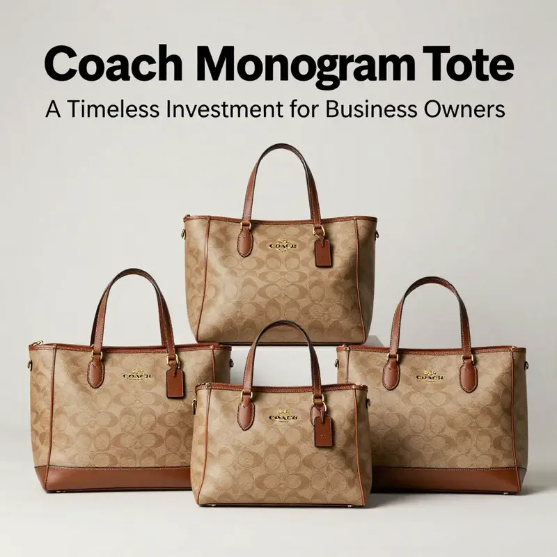 The elegant design and premium materials of the Coach Monogram Tote.