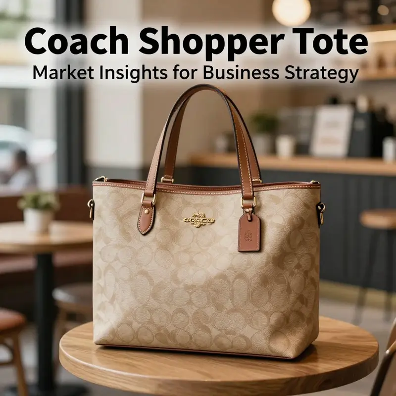 Coach Shopper Tote bag displayed in a chic cafe, embodying elegance and everyday practicality.