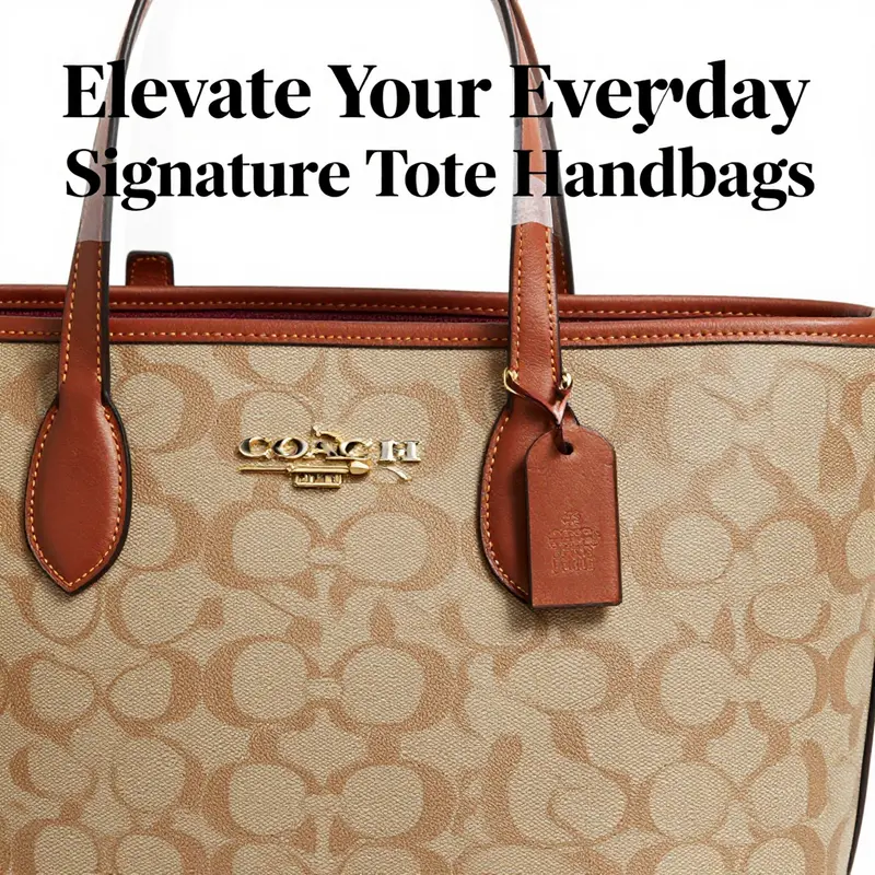 Elegant details of the Coach Signature Tote showcasing exquisite craftsmanship.